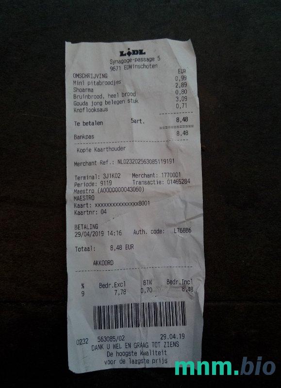 Lidl Grocery Store szablon pokwitowania płatności PSD